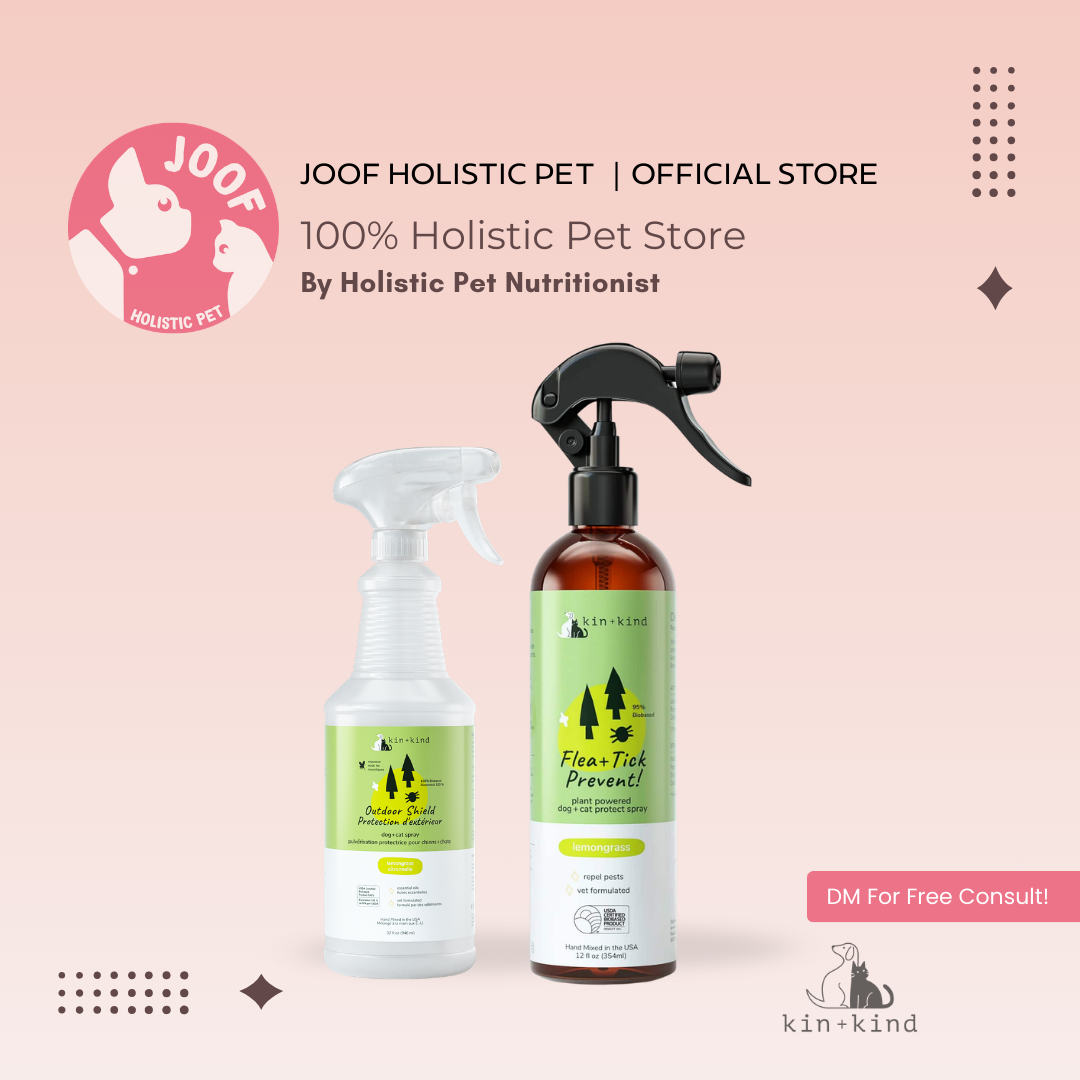 Kin and Kind Flea and Tick Spray Lemongrass (12oz & 32oz) Natural Flea Tick Mosquito Repellent Spray for Dogs and Cats