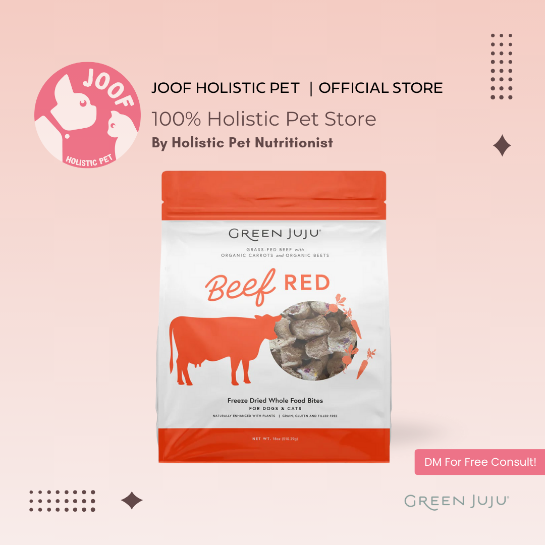 Green Juju Beef Red (3oz & 7.5oz) Freeze Dried Digestion Organ Rich Support Meal Topper for Dogs and Cats