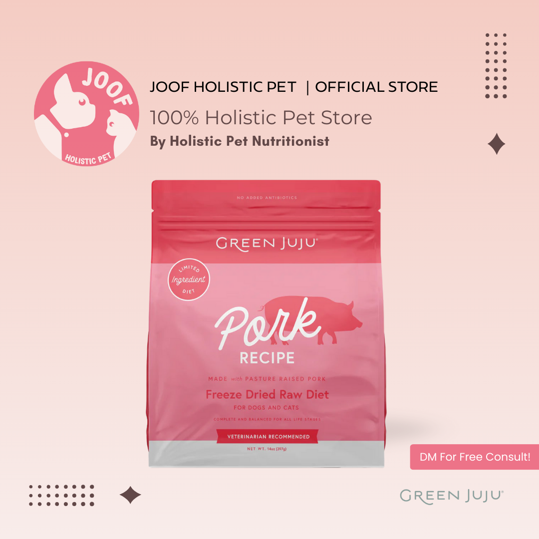 Green Juju Pork (14oz) Freeze Dried Raw Single Protein Sensitive Stomach Diet for Dogs and Cats