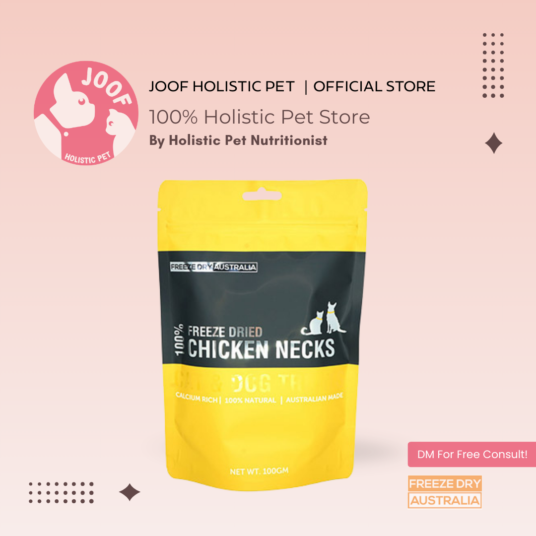 Freeze Dry Australia Chicken Necks (100g) Freeze Dried Raw Bone Dental Chew Treat for Dogs and Cats