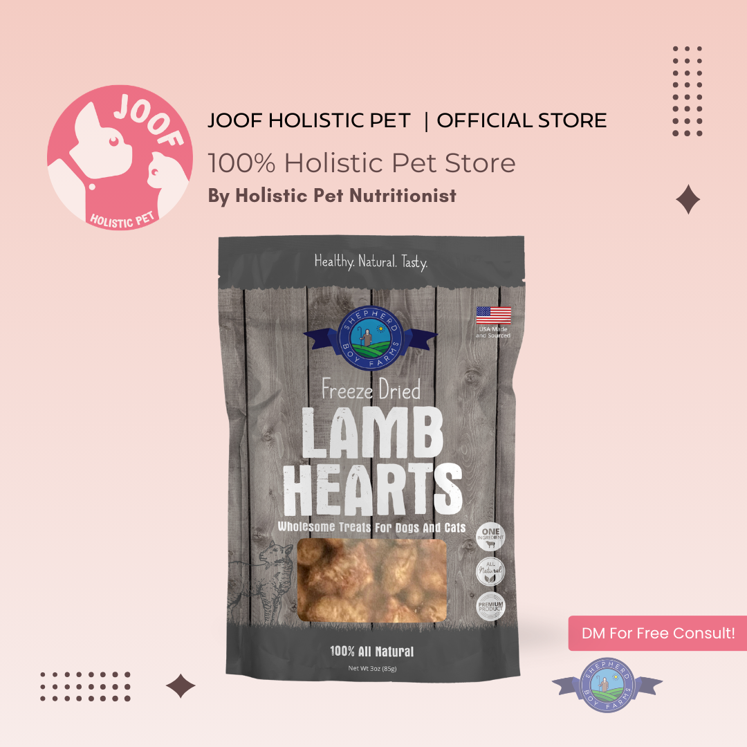 Shepherd Boy Farms Lamb Hearts (3oz) Freeze Dried Novel Protein Organ Training Treat for Dogs and Cats