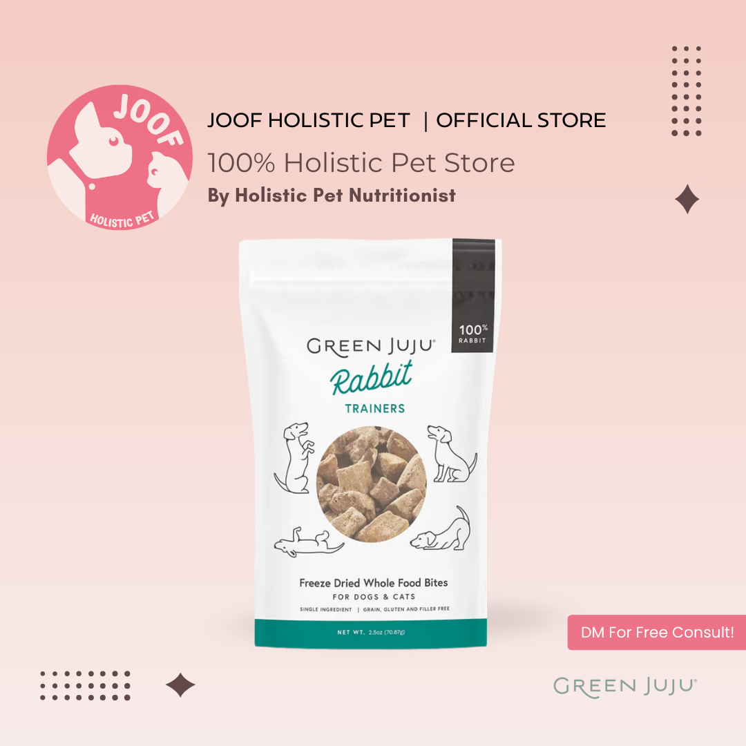 Green Juju Rabbit Trainers (2.5oz) Freeze Dried Novel Protein Allergy Friendly Training Treat for Dogs and Cats