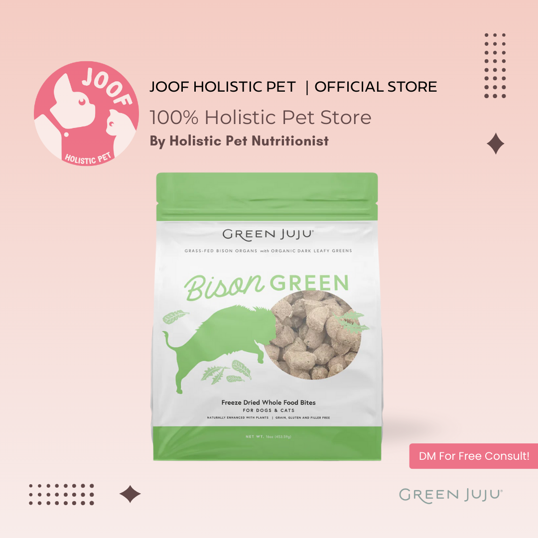 Green Juju Bison Green (2.5oz & 6oz) Freeze Dried Thyroid Immune Support Meal Topper for Dogs and Cats