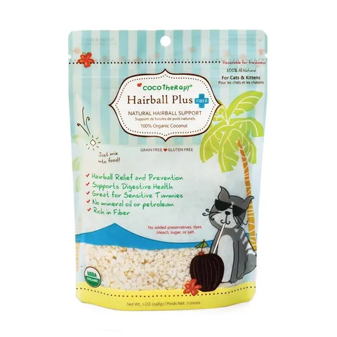 CocoTherapy Organic Cat Hairball Plus | Hairball Digestive Fiber Support | Holistic Healthcare for Cats