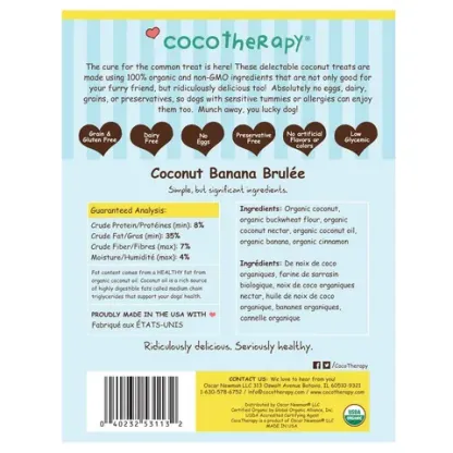 CocoTherapy Organic Pure Hearts Cookies | Vegan Grain Gluten Free Coconut Baked Treats For Dogs | Premium Pets Treats