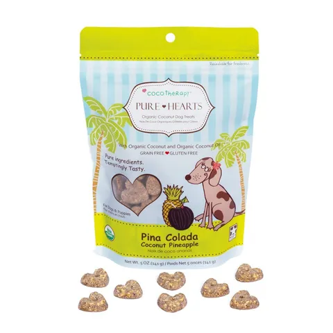 CocoTherapy Organic Pure Hearts Cookies | Vegan Grain Gluten Free Coconut Baked Treats For Dogs | Premium Pets Treats