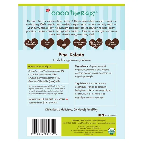 CocoTherapy Organic Pure Hearts Cookies | Vegan Grain Gluten Free Coconut Baked Treats For Dogs | Premium Pets Treats