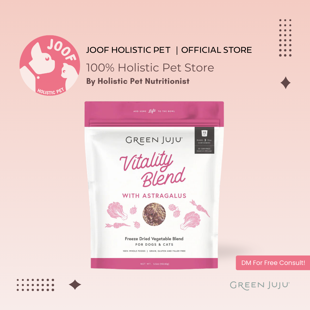 Green Juju Vitality Blend Astragalus (1.75oz & 5.5oz) Senior Immune Energy Support Meal Topper for Dogs and Cats