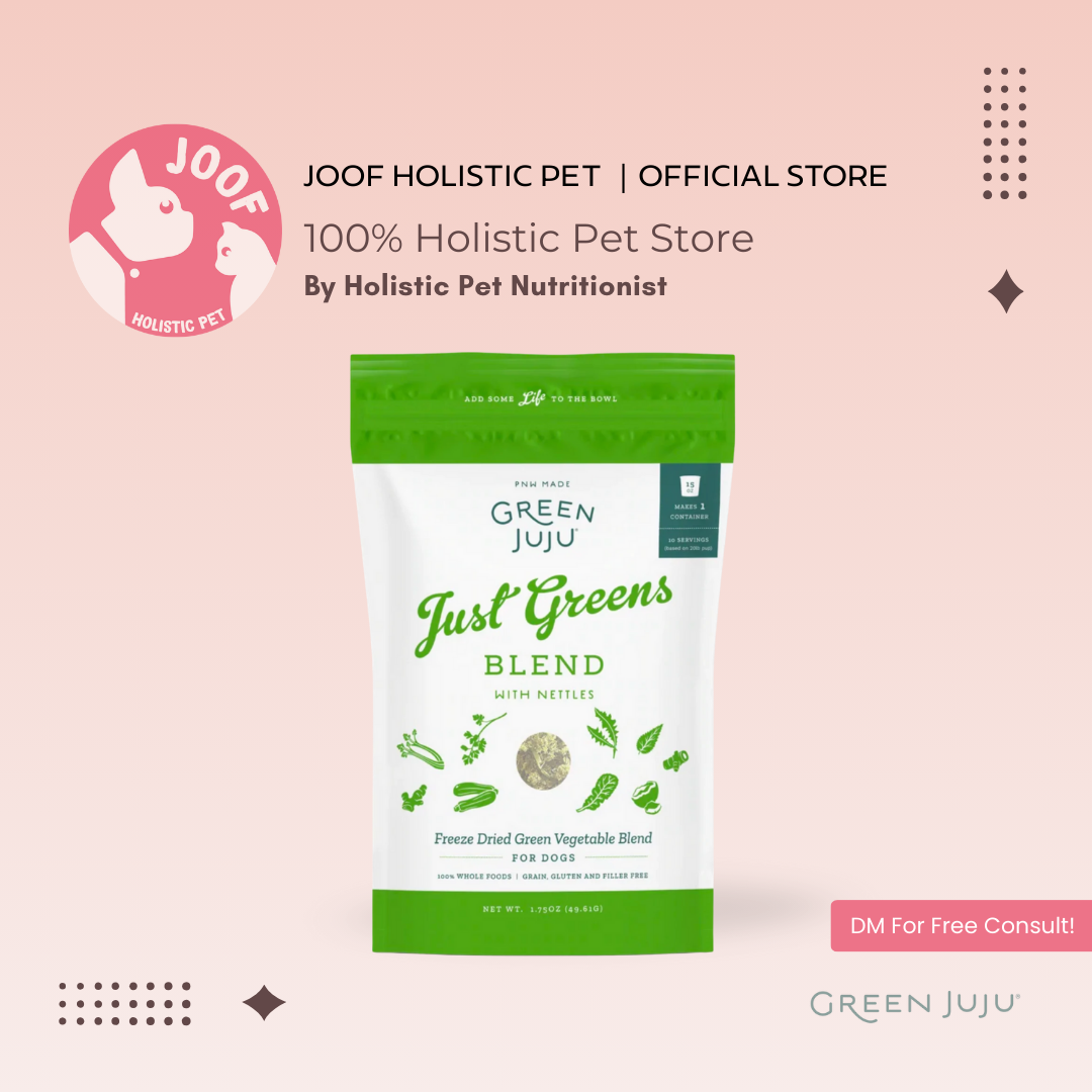 Green Juju Just Green Blend Nettles (1.75oz & 5.5oz) Seasonal Allergy Skin Support Meal Topper for Dogs and Cats