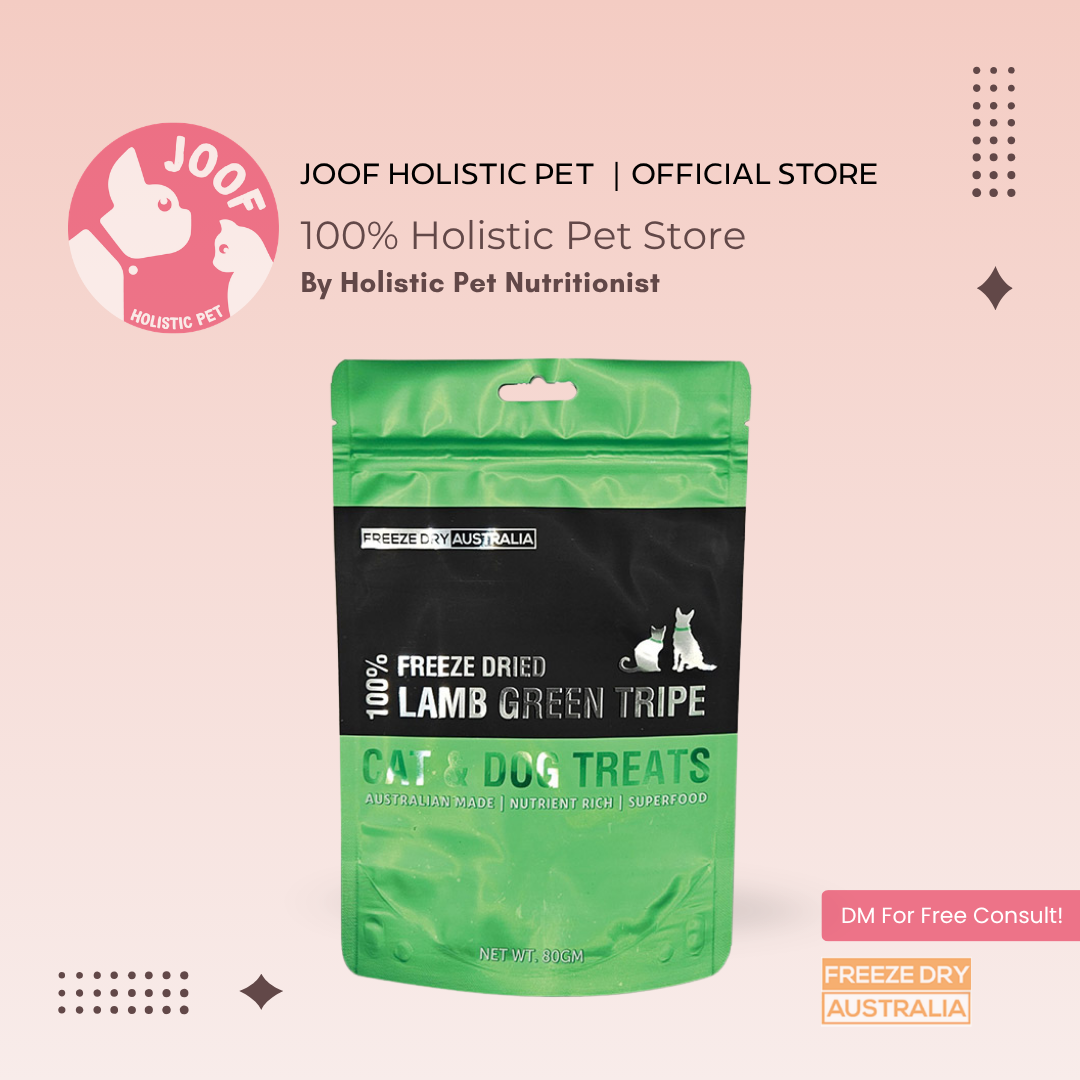 Freeze Dry Australia Lamb Green Tripe (80g) Freeze Dried Digestive Probiotic Gut Support Meal Topper for Dogs and Cats