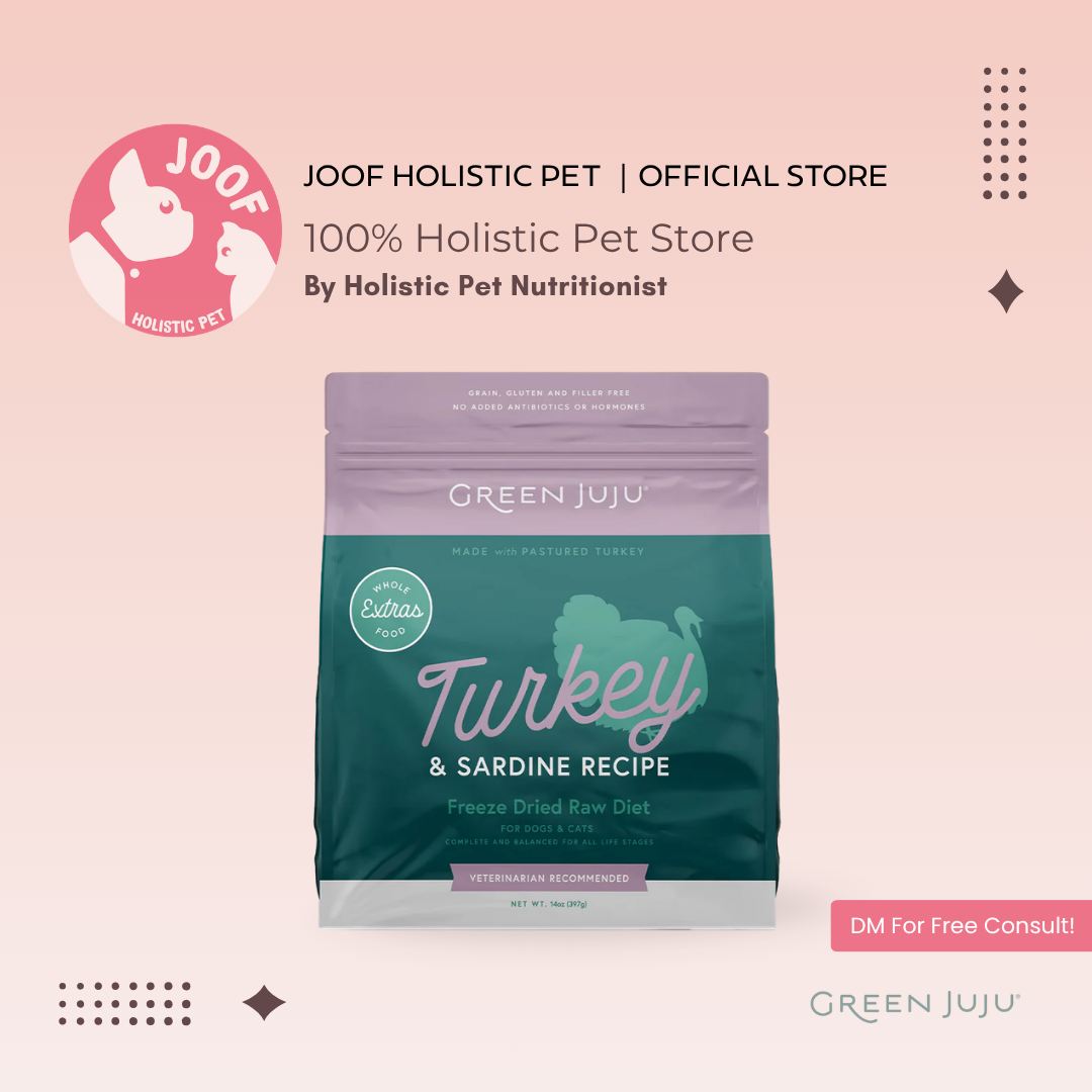 Green Juju Turkey and Sardine (14oz) Freeze Dried Raw Allergy Sensitive Omega 3 Diet for Dogs and Cats