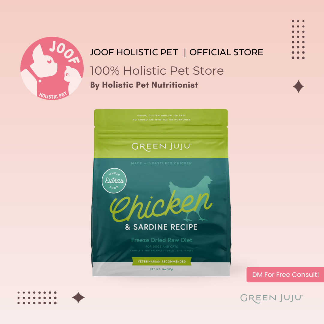 Green Juju Chicken and Sardine (14oz) Freeze Dried Raw Omega 3 Limited Ingredient Diet for Dogs and Cats