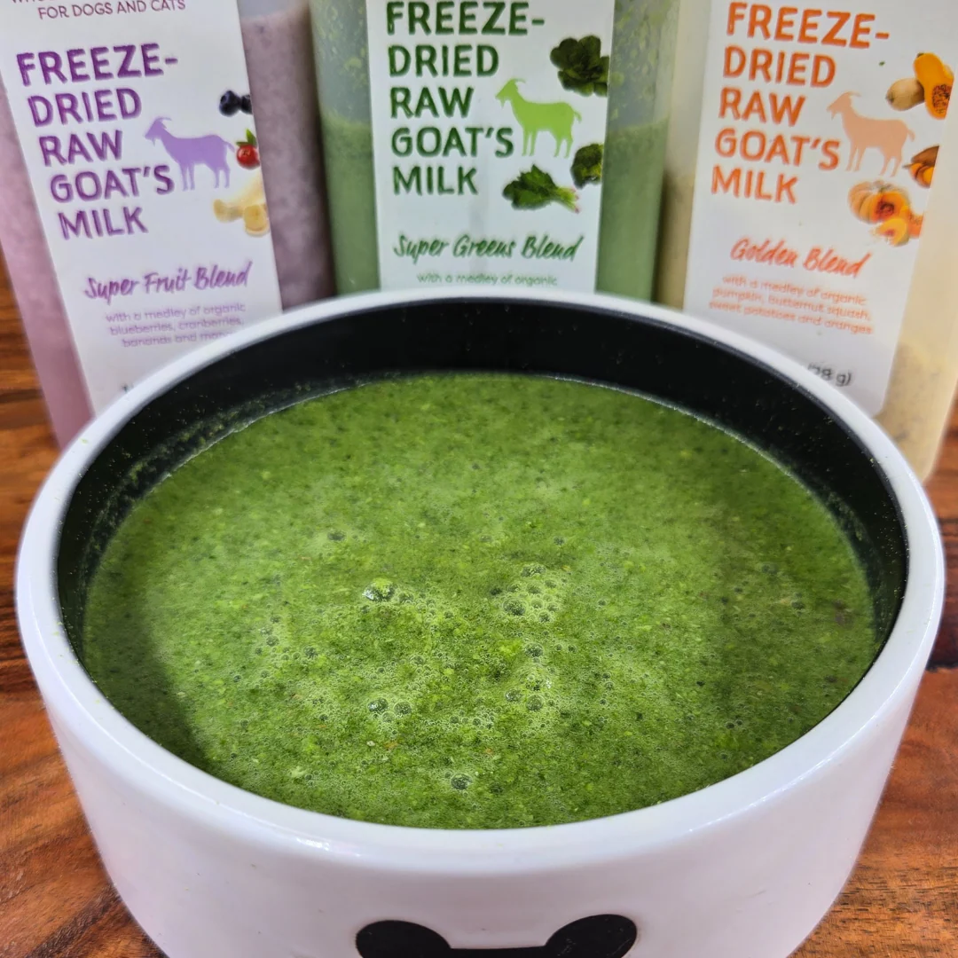 Shepherd Boy Farms Super Greens Blend Raw Goat's Milk | Freeze-Dried Whole Food Toppers For Dogs and Cats | Premium Pet Food