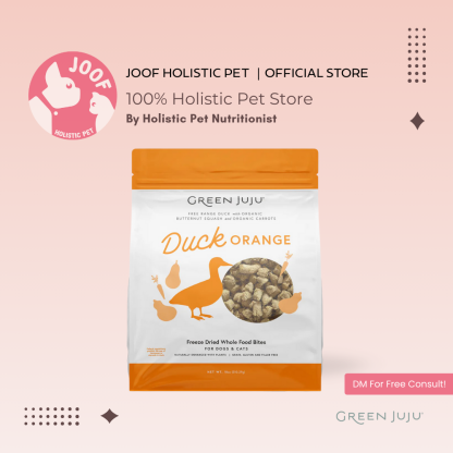 Green Juju Duck Orange (3oz & 7.5oz) Freeze Dried Anti Inflammatory Support Meal Topper for Dogs and Cats