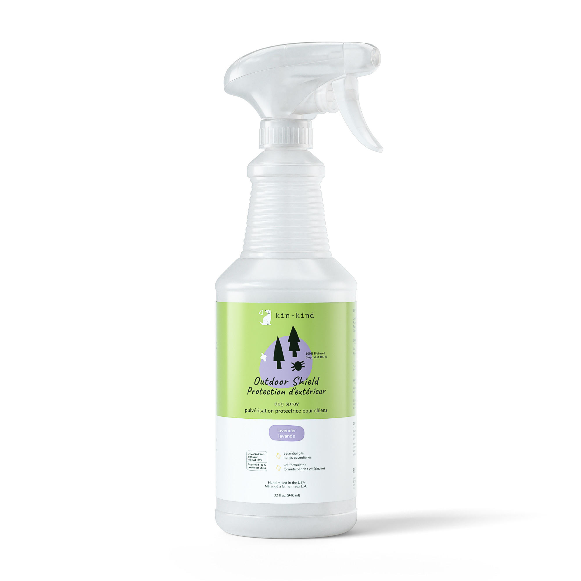 Kin & Kind Flea Tick Protect Spray - Lavender | Anti-Flea, Tick & Mosquito Spray For Dogs | Natural Pet Grooming Essentials