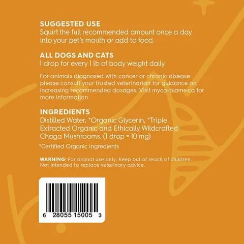 Adored Beast Myco-Biome Chaga Mushrooms (125ml) | Immune Prebiotics Cancer Support | Holistic Healthcare for Dogs and Cats
