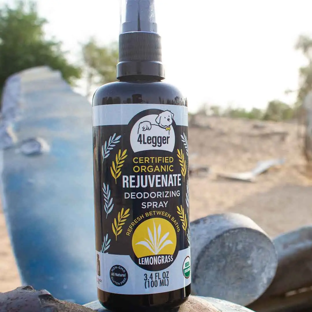 4Legger Rejuvenate Lemongrass Deodorizing Spray (3.4oz) USDA Organic Alcohol Free Insect-Repelling Dog Perfume