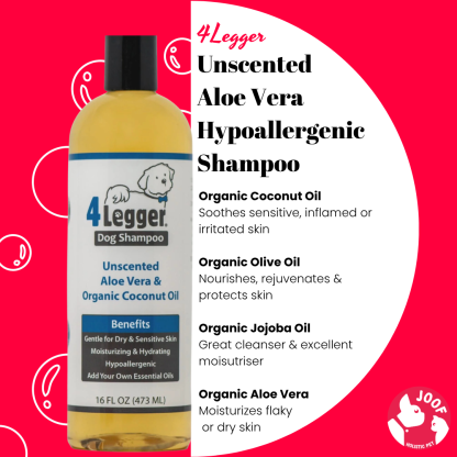 4Legger Unscented Aloe Vera Shampoo (16oz & 1 Gallon) Hypoallergenic Sensitive Skin Support for Dogs & Cats