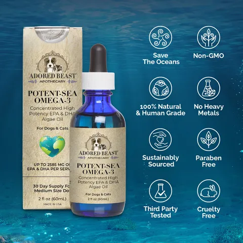 Adored Beast Potent-Sea Omega-3 (60ml) | Omega-3 EPA & DHA Support | Holistic Healthcare for Dogs and Cats
