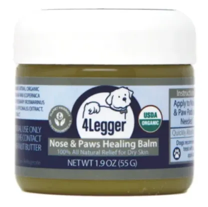 4Legger USDA Certified Organic Nose & Paws Healing Balm | Irritated, Dry Skin Topical Support | Natural Pet Grooming Essentials
