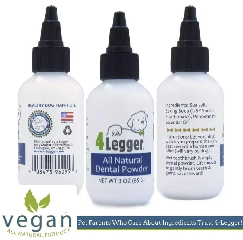 4Legger All Natural Vegan Dental Powder | Oral Health Support | Natural Grooming Essentials for Dogs