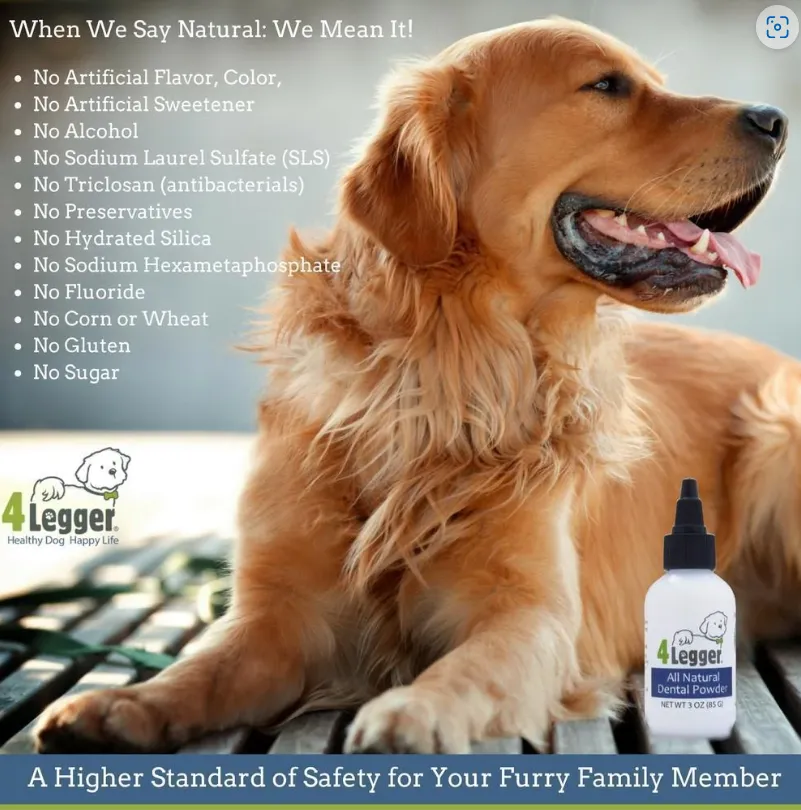 4Legger All Natural Vegan Dental Powder | Oral Health Support | Natural Grooming Essentials for Dogs