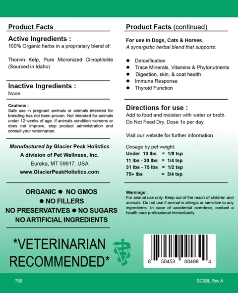Glacier Peak Super Cleanse (3oz) | Detoxification Thyroid Support | Holistic Healthcare for Dogs & Cats