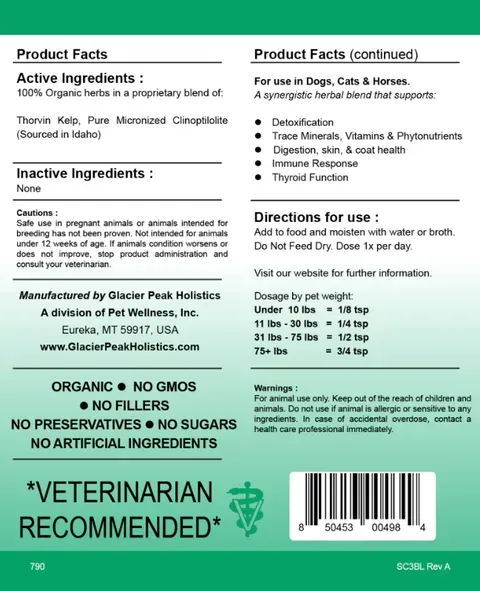 Glacier Peak Super Cleanse (3oz) | Detoxification Thyroid Support | Holistic Healthcare for Dogs & Cats