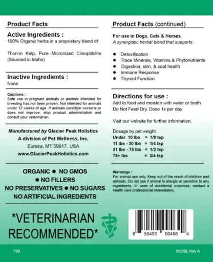 Glacier Peak Super Cleanse (3oz) | Detoxification Thyroid Support | Holistic Healthcare for Dogs & Cats