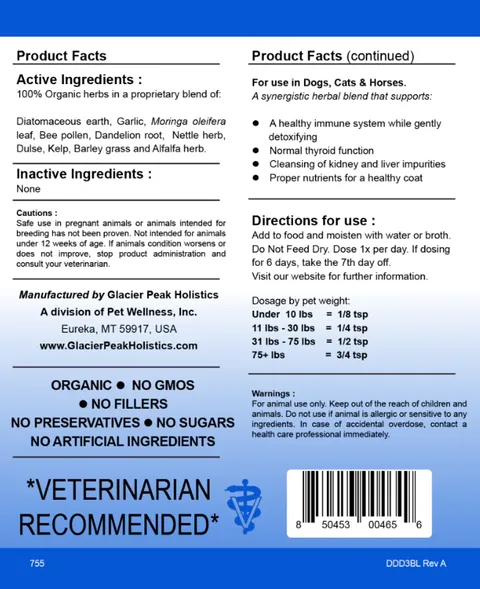 Glacier Peak Daily Defense | Anti-Parasites Anti-Inflammatory Thyroid Immune Support | Holistic Healthcare for Dogs & Cats