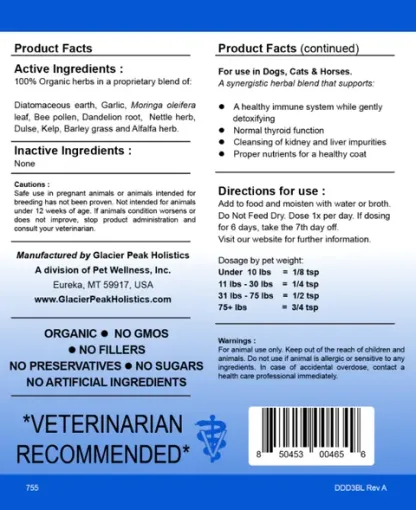 Glacier Peak Daily Defense | Anti-Parasites Anti-Inflammatory Thyroid Immune Support | Holistic Healthcare for Dogs & Cats