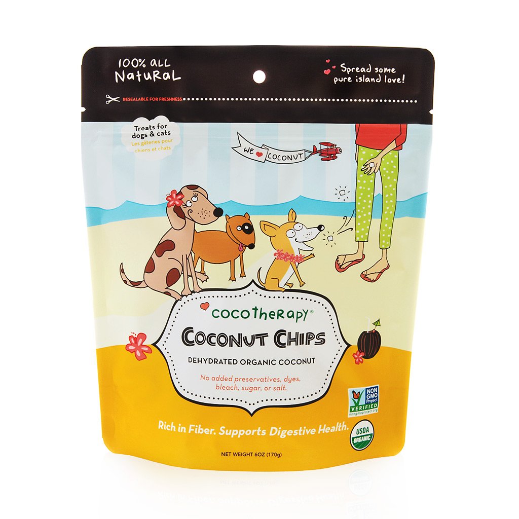 CocoTherapy Organic Coconut Chips | Constipation Soft Stools Digestive Fiber Support| Premium Pets Treats