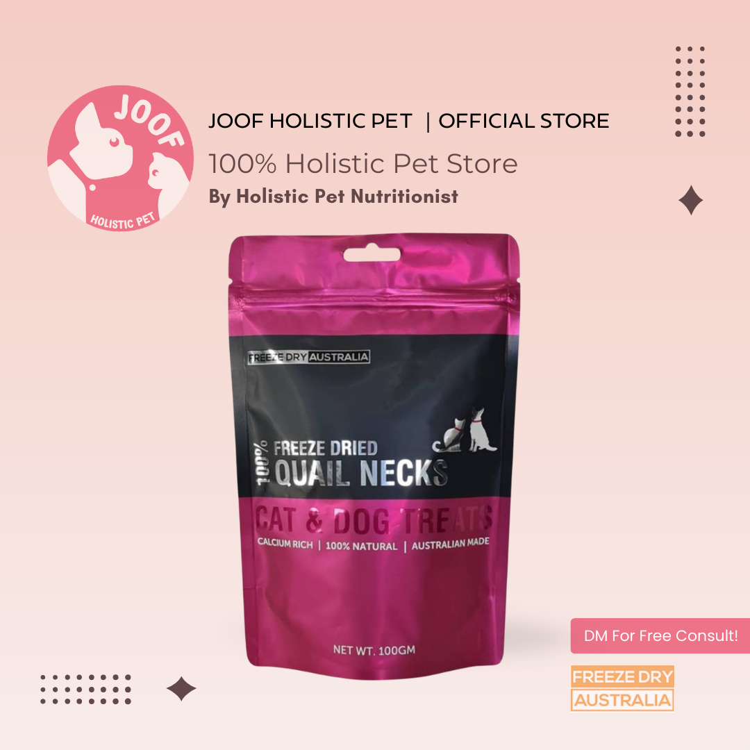 Freeze Dry Australia Quail Necks (100g) Freeze Dried Raw Bone Dental Chew Treat for Dogs and Cats
