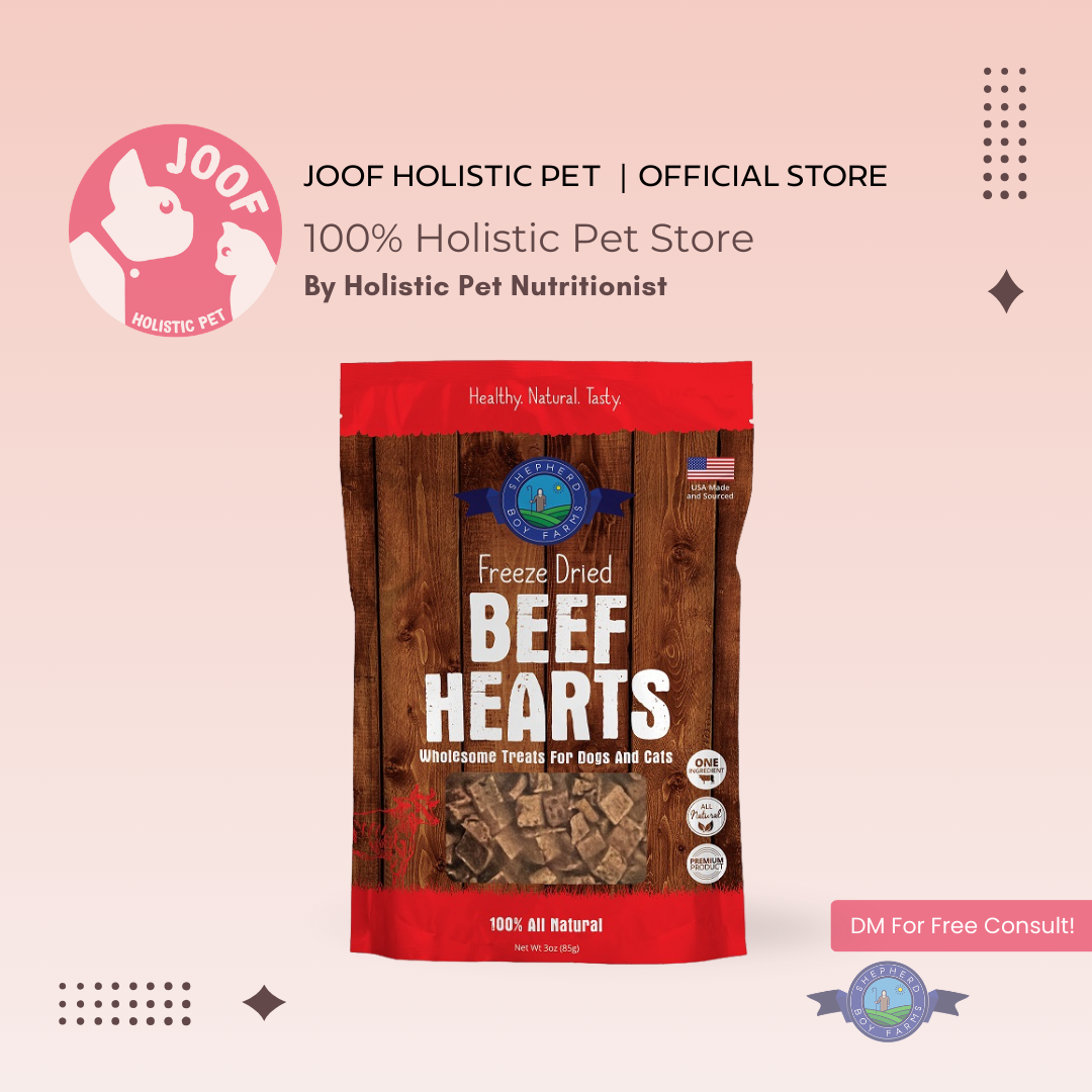 Shepherd Boy Farms Beef Hearts (3oz) Freeze Dried Organ Taurine Training Treat for Dogs and Cats