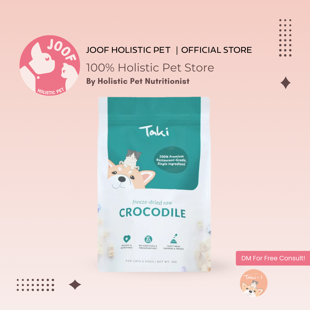 Taki Pets Crocodile (50g) Freeze Dried Novel Protein Allergy Friendly Treat for Dogs and Cats