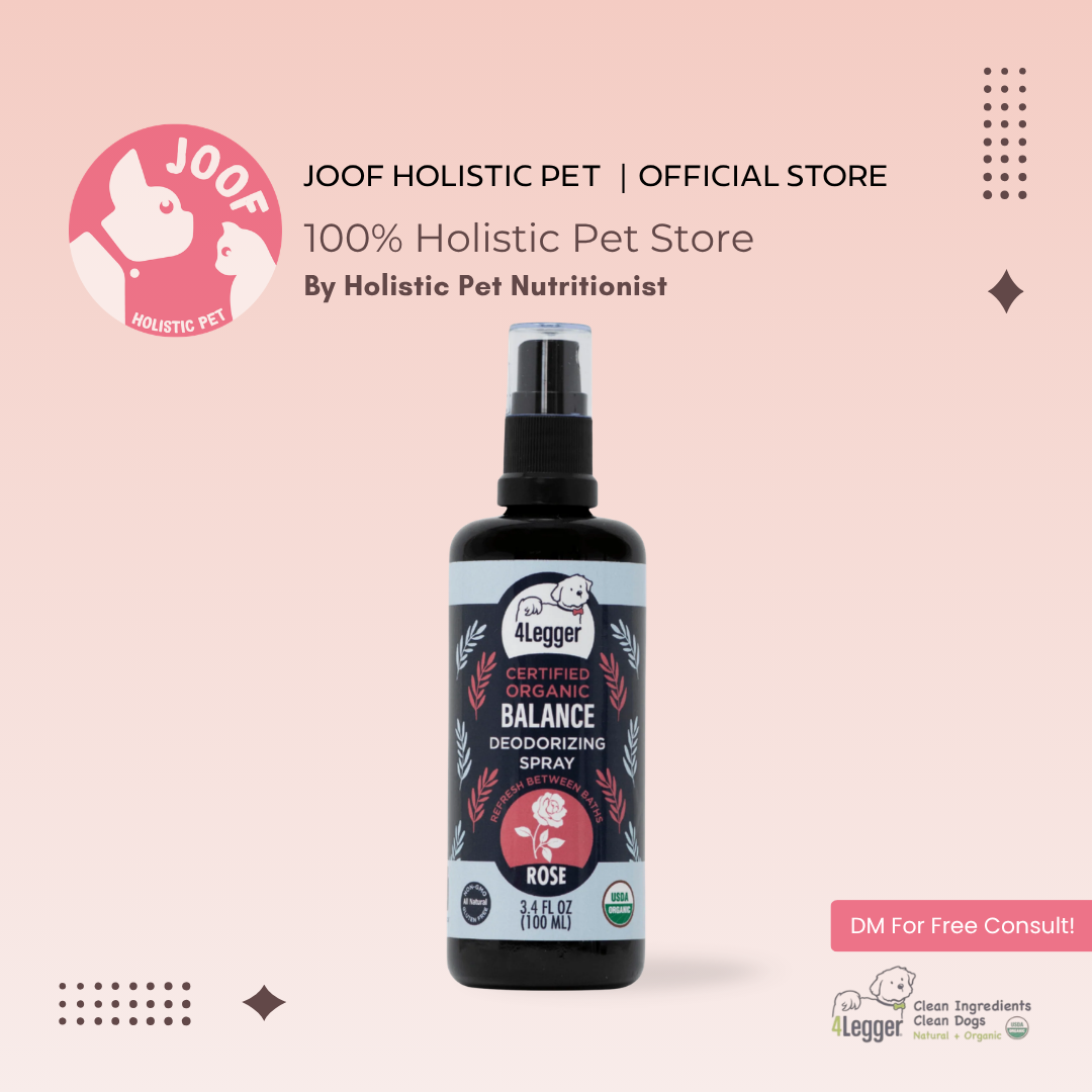 4Legger Balance Rose Geranium Deodorizing Spray (3.4oz) USDA Organic Alcohol Free Balancing Dog Perfume