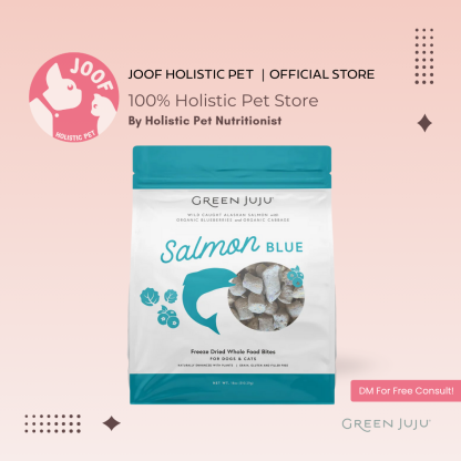 Green Juju Salmon Blue (3oz & 7.5oz) Freeze Dried Omega 3 Skin Coat Support Meal Topper for Dogs and Cats