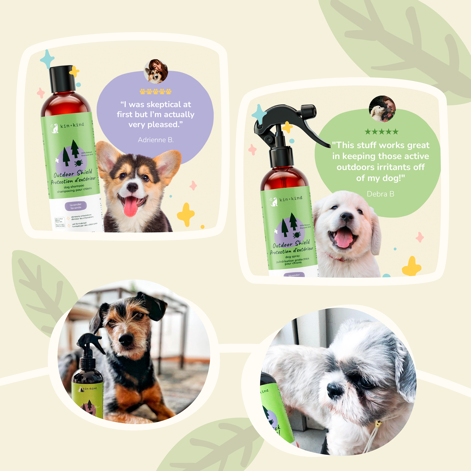 Kin & Kind Flea Tick Protect Spray - Lavender | Anti-Flea, Tick & Mosquito Spray For Dogs | Natural Pet Grooming Essentials