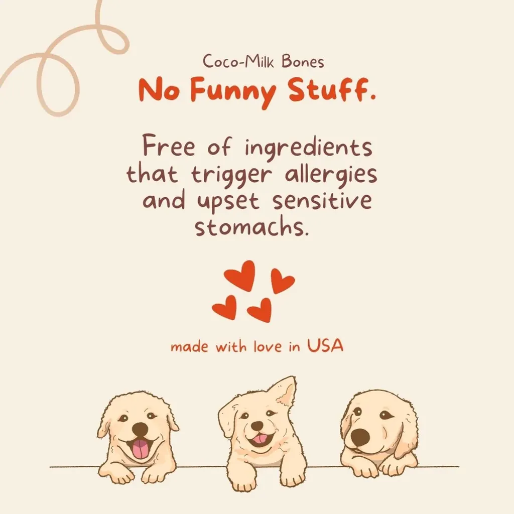 CocoTherapy Organic Coco-Milk Bones Cookies | Vegan Grain Gluten-Free Coconut Baked Treats For Dogs | Premium Pet Treats