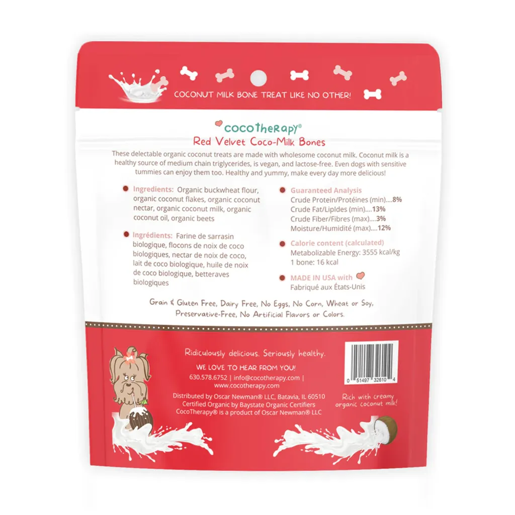 CocoTherapy Organic Coco-Milk Bones Cookies | Vegan Grain Gluten-Free Coconut Baked Treats For Dogs | Premium Pet Treats