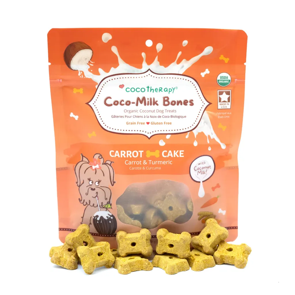 CocoTherapy Organic Coco-Milk Bones Cookies | Vegan Grain Gluten-Free Coconut Baked Treats For Dogs | Premium Pet Treats