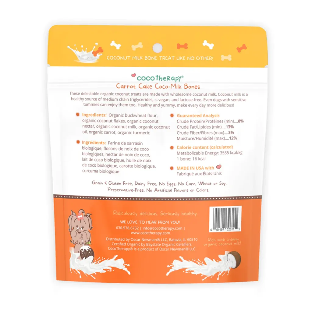 CocoTherapy Organic Coco-Milk Bones Cookies | Vegan Grain Gluten-Free Coconut Baked Treats For Dogs | Premium Pet Treats