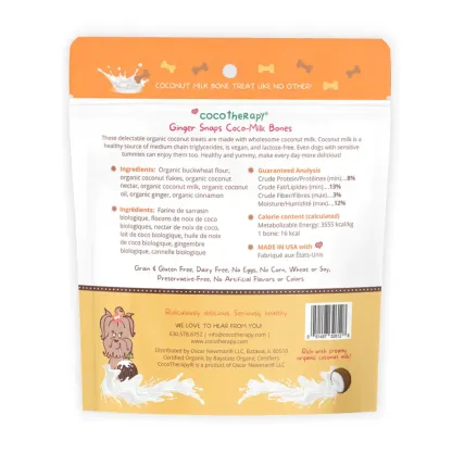 CocoTherapy Organic Coco-Milk Bones Cookies | Vegan Grain Gluten-Free Coconut Baked Treats For Dogs | Premium Pet Treats