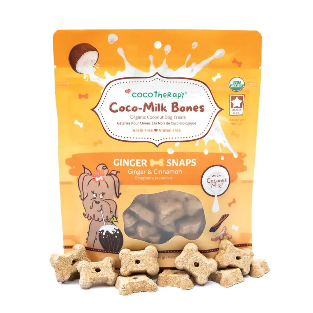 CocoTherapy Organic Coco-Milk Bones Cookies | Vegan Grain Gluten-Free Coconut Baked Treats For Dogs | Premium Pet Treats