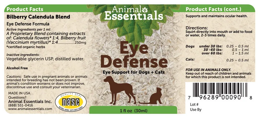 Animal Essentials Eye Defense (1oz) | Eye Care Support | Holistic Healthcare for Dogs & Cats
