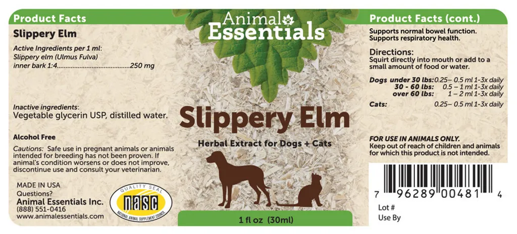 Animal Essentials Slippery Elm (1oz) | Digestive Diarrhea IBD Coughing Support | Holistic Healthcare for Dogs & Cats
