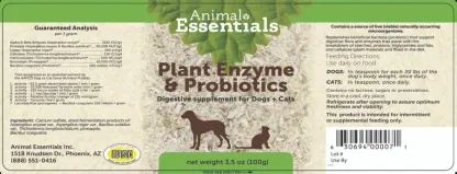 Animal Essentials Plant Enzyme & Probiotics | Digestive Pancreatitis Support | Holistic Healthcare for Dogs & Cats