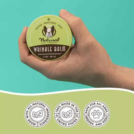 Natural Dog Company Wrinkle Balm (Tin) | Winkle/Face Healing Balm | Natural Dog Grooming Essentials