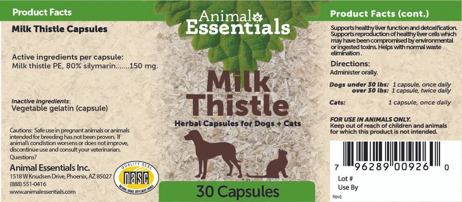 Animal Essentials Milk Thistle Seed | Liver Support | Holistic Healthcare for Dogs & Cats