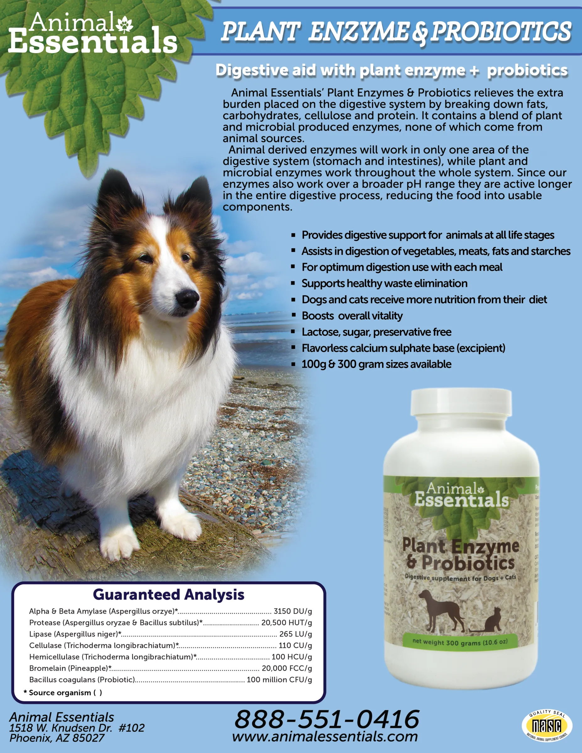 Animal Essentials Plant Enzyme & Probiotics | Digestive Pancreatitis Support | Holistic Healthcare for Dogs & Cats